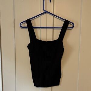 Black Ribbed Women's Crop Top